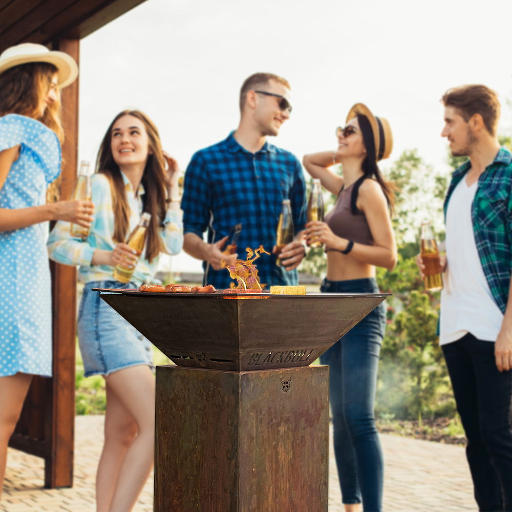 DELETE BigQube M - Wood - Corten - Grillfläche: 80 × 80 cm